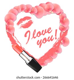 Vector painted heart with petals