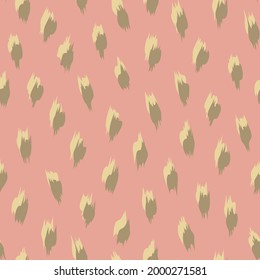 Vector painted leopard spots pink seamless pattern