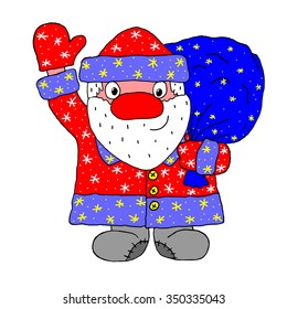 vector painted a picture of Santa Claus on a white background