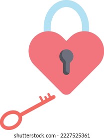 Vector painted a red love heart in the shape of a lock with a key in a romantic professional way on a white veil