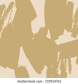 Vector painted seamless texture. Abstract pattern with ink brush strokes. Ink background in beige and brown color.