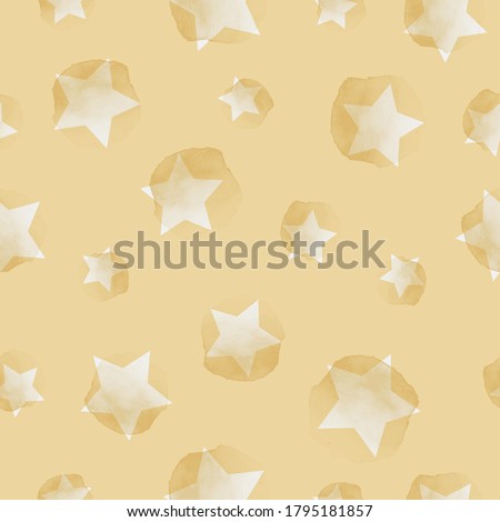 Vector painted sky, stars yellow seamless pattern