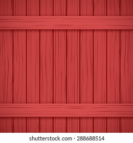 Vector Painted Wood Backdrop. Wooden Fence. Red Color. Vertical And Horizontal.