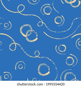 Vector painted yellow blue blots seamless pattern