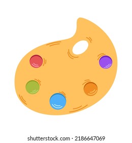 Vector painter palette. Cute paints. Back to school. Hobbies.