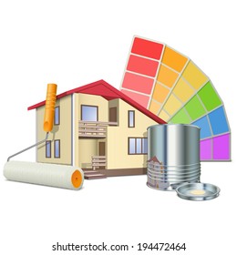Vector Painting Concept with House