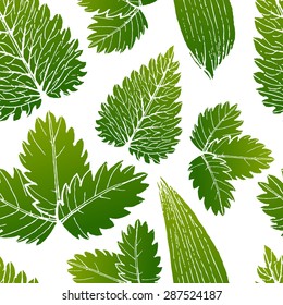 vector painting of green grass seamless pattern background  with hand drawn elements