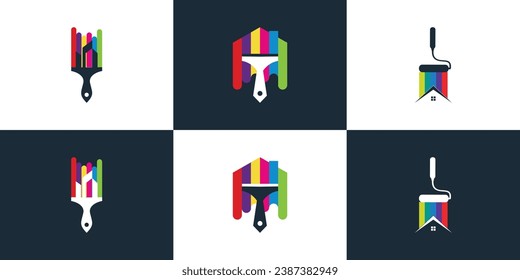Logo del conjunto de iconos de pintura del vector Vector Premium
