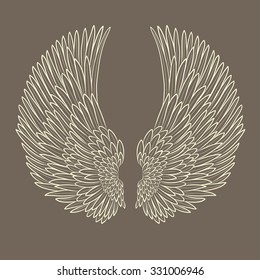 vector pair of angel wings in contour. EPS