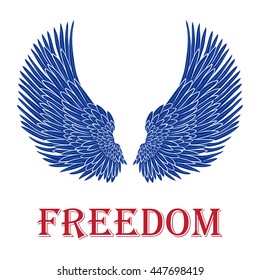 vector pair of bird wings with freedom inscription. EPS