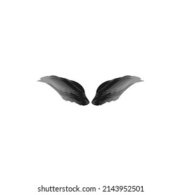 Vector pair of black realistic wings on white background