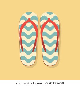 vector pair of blue and red slipper on yellow background