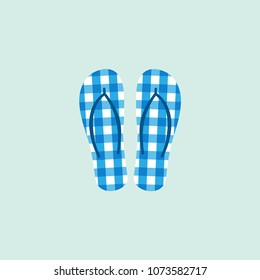 vector pair of blue summer flip flops