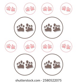 vector of a pair of cute and cute pink baby cat paws