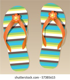 vector pair of flip flops with flowers