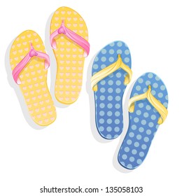 Vector pair of flip flops on white background