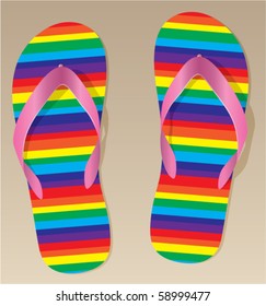 vector pair of flip flops on the sand