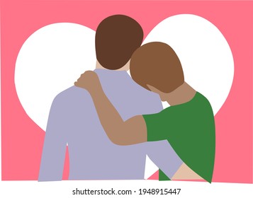 Vector, a pair of gay men together with a back view