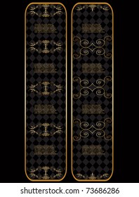 vector pair of golden ornate labels