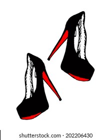 Vector pair of high heel shoes 