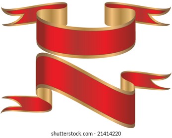A vector pair of large highly detailed realistic banners