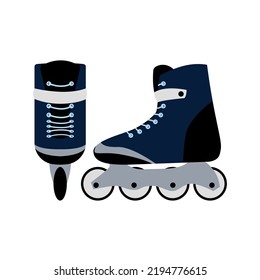 vector pair of roller skates. roller skates front view and side view