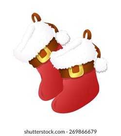 Vector Pair of Santa Claus Socks