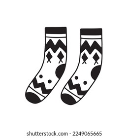 Vector pair of socks isolated on white. Hand drawn doodle socks.