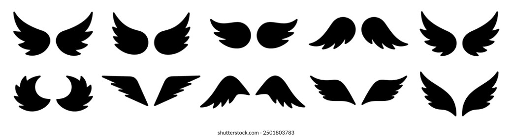 Vector par de alas. pájaro, ángel, símbolo