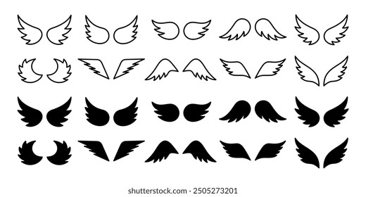 vector pair of wings. bird, angel, symbol