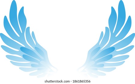 Vector pair of wings of heavenly color on a white background.