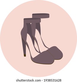 vector pair of womens shoes. flat image of two women's high-heeled shoes