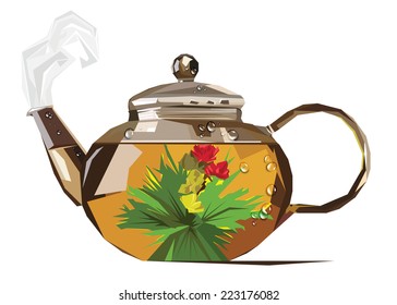 vector pairs brew tea kettle drops stylized