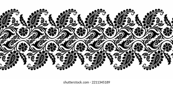 Vector paisley border with floral design element