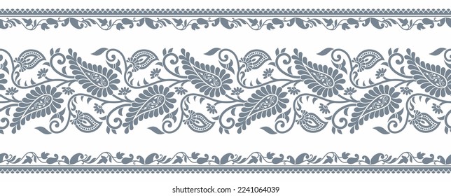 Vector paisley border with floral design element 