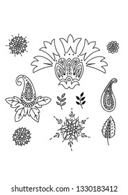 Vector paisley craphic elements for design. Can be used as background for invitation, postcard, textile design.