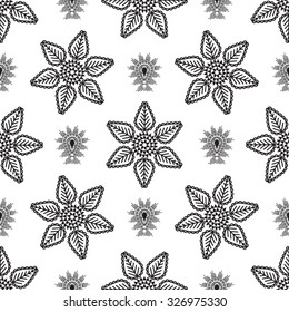 Vector paisley drop and line flower pattern. Abstract shape floral backdrop.