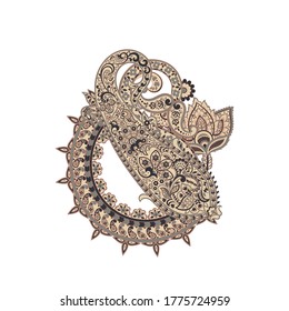 Vector Paisley Floral isolated ornament