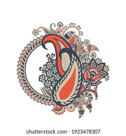 Vector Paisley Floral isolated ornament