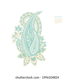 Vector Paisley Floral isolated ornament