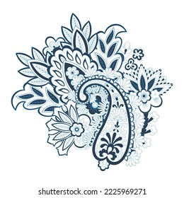 Vector Paisley Floral isolated ornament