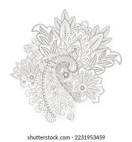 Vector Paisley Floral isolated ornament