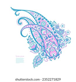 Vector Paisley Floral isolated ornament