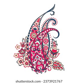 Vector Paisley Floral isolated ornament