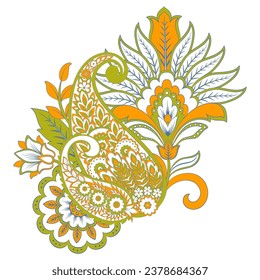 Vector Paisley Floral isolated ornament