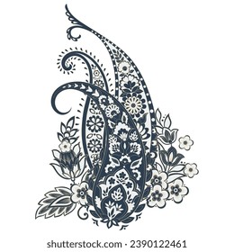 Vector Paisley Floral isolated ornament