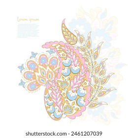 Vector Paisley Floral isolated ornament