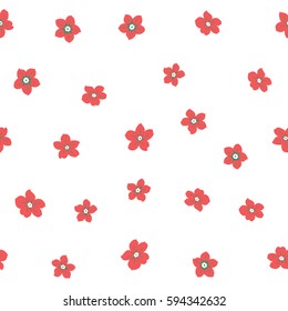 Vector paisley floral pattern. Many flowers in pink and green colors on a white background. Hand-drawn seamless pattern.