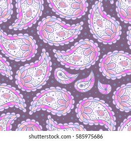 Vector paisley flower seamless pattern. Cute abstract floral background. Scrapbook cute spring paper