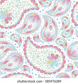 Vector paisley flower seamless pattern. Cute abstract floral background. Scrapbook cute spring paper